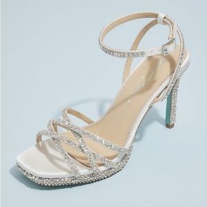 Betsey Johnson Rhinestone Strappy Bridal Sandal Heels